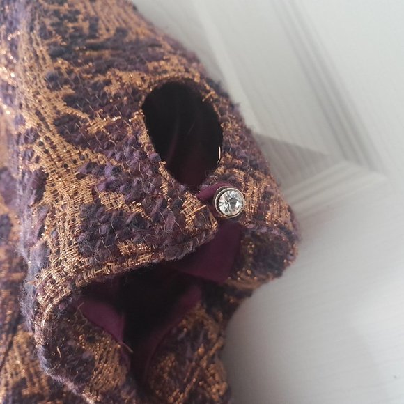 LaRok Brocade gold purple crop jacket size - Picture 6 of 11
